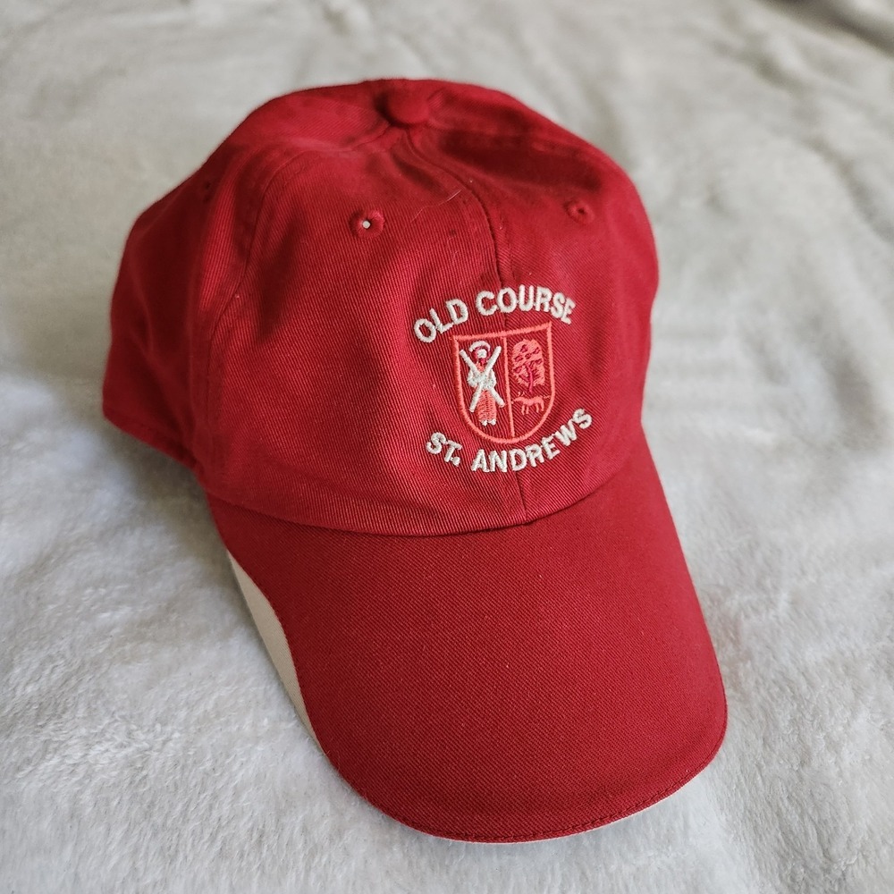St Andrews Golf Hat Old Course Red Strapback Cap Embroidered Golf Store